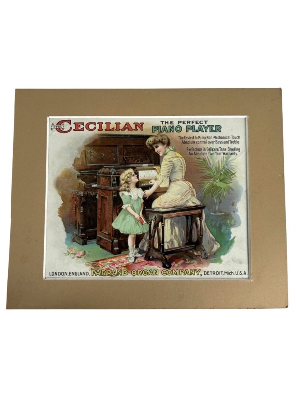 The Cecilian Piano Player Vintage Advertising Print By Farrand Organ Co.